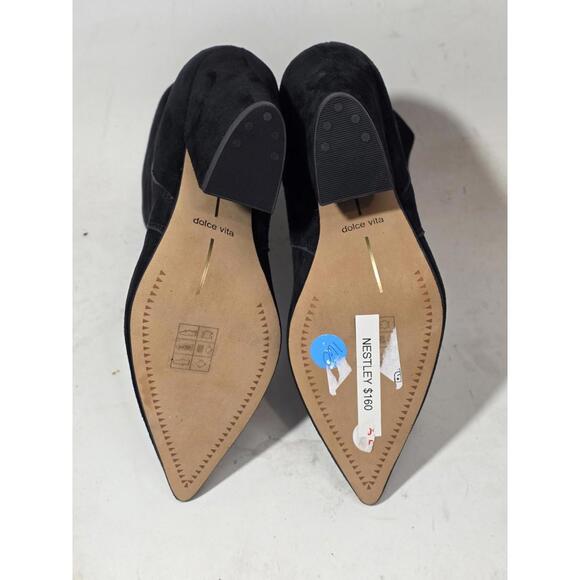 dolce vita suede boots heeled women's shoe black leather sz 6.5 - Picture 8 of 13